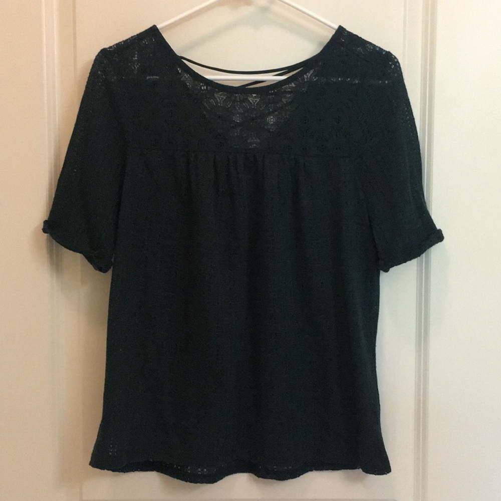 2 FOR $12 ~ Emerald green woven top lace detail